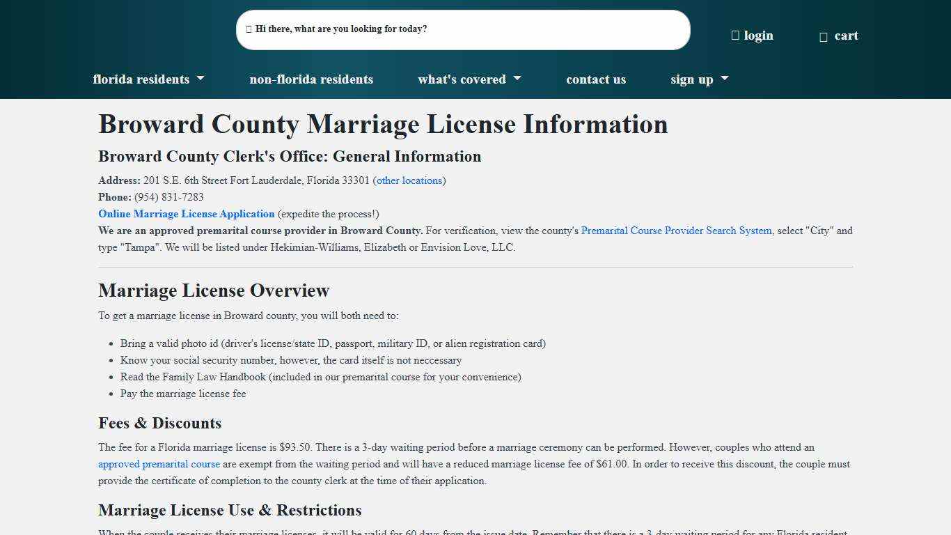 Broward County Marriage License & Premarital Course Info